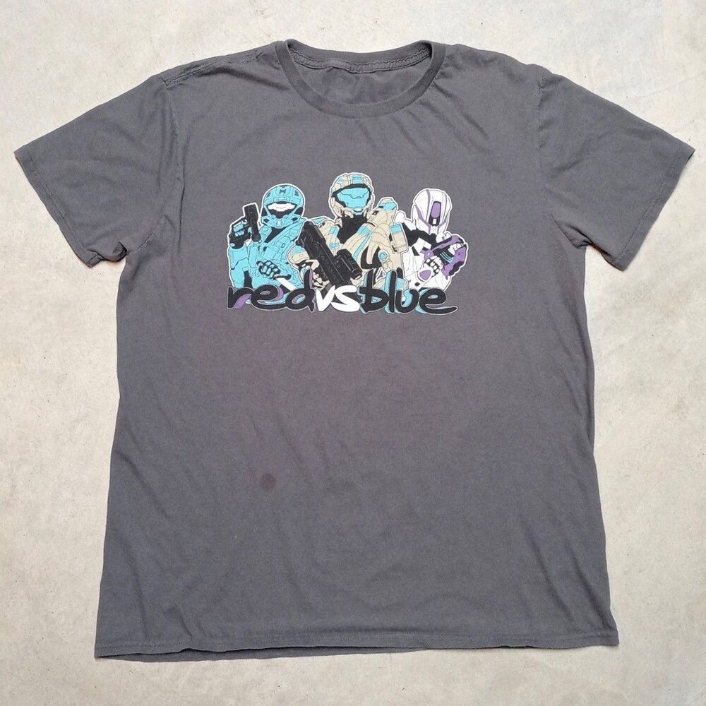 *READ* Rooster Teeth Red Vs Blue T-Shirt Mens LARGE Halo RVB Project Freelancer
